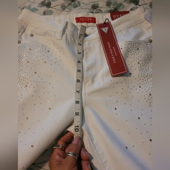 Guess Flare White Jeans with Gold Accents - Picture 12 of 14